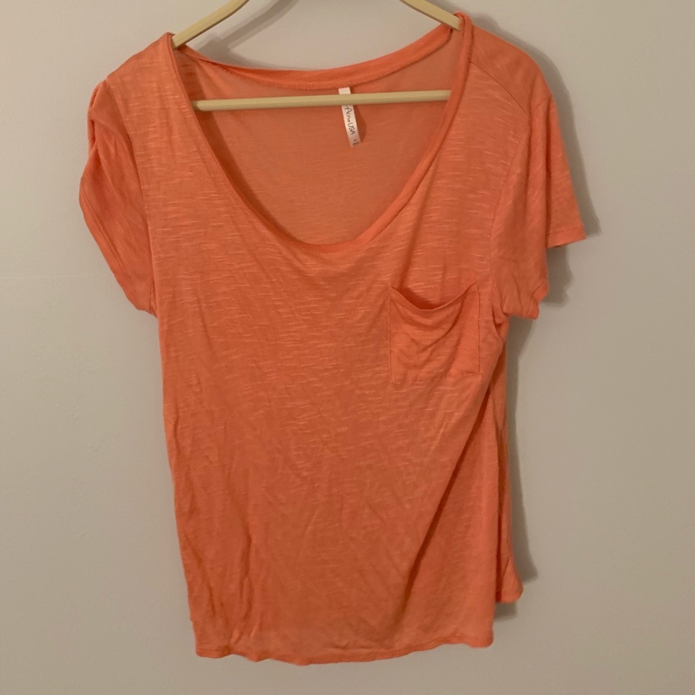 Peach-Orange Pocket Tee